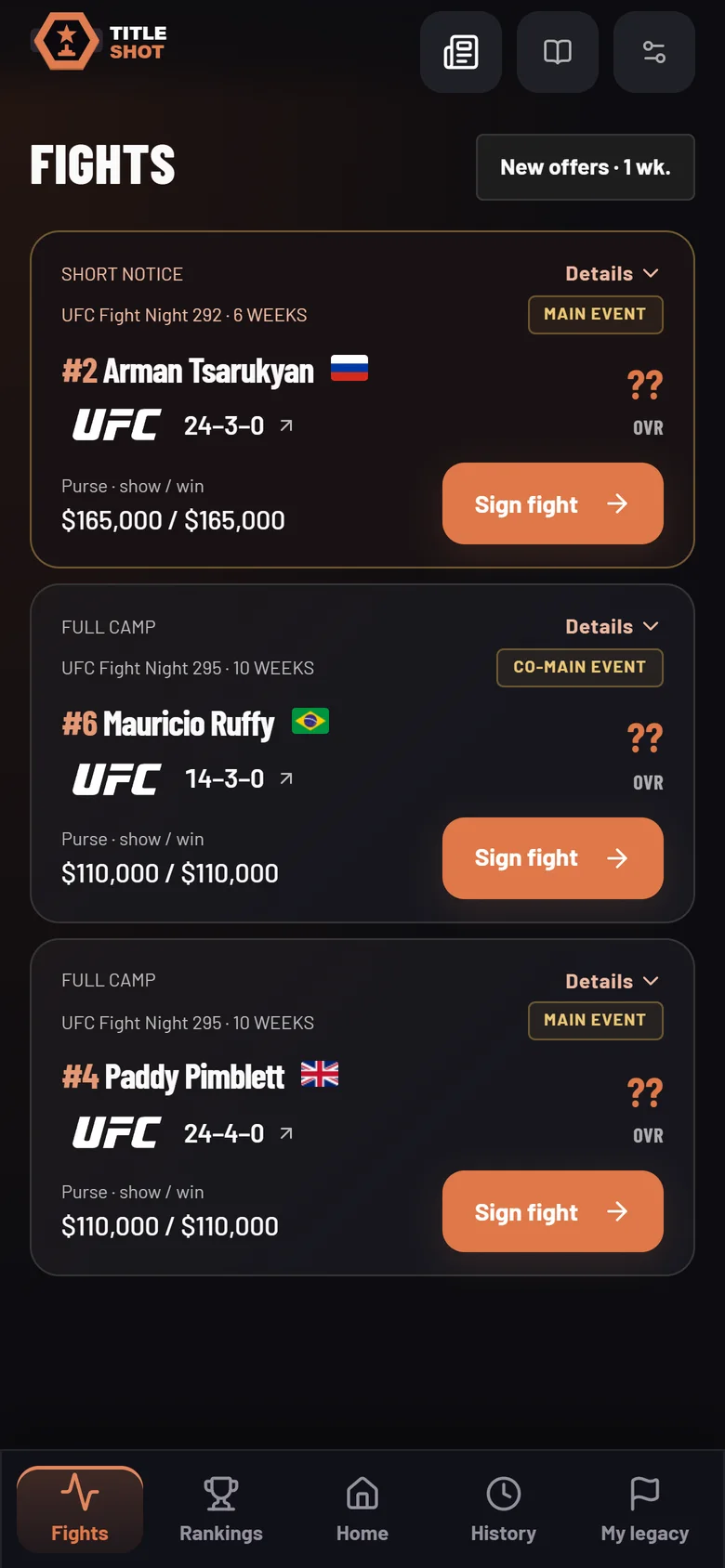 Fight offers